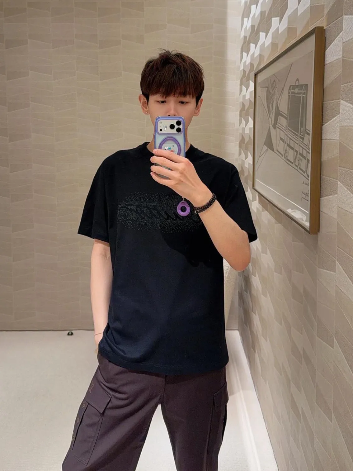 Louis Vuitton/Louis Vuitton Iron-On Letter Short Sleeve